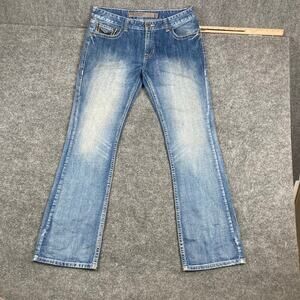 Rock & Roll Cowboy Jeans Mens Size 34x32 Blue Bootcut Faded Western